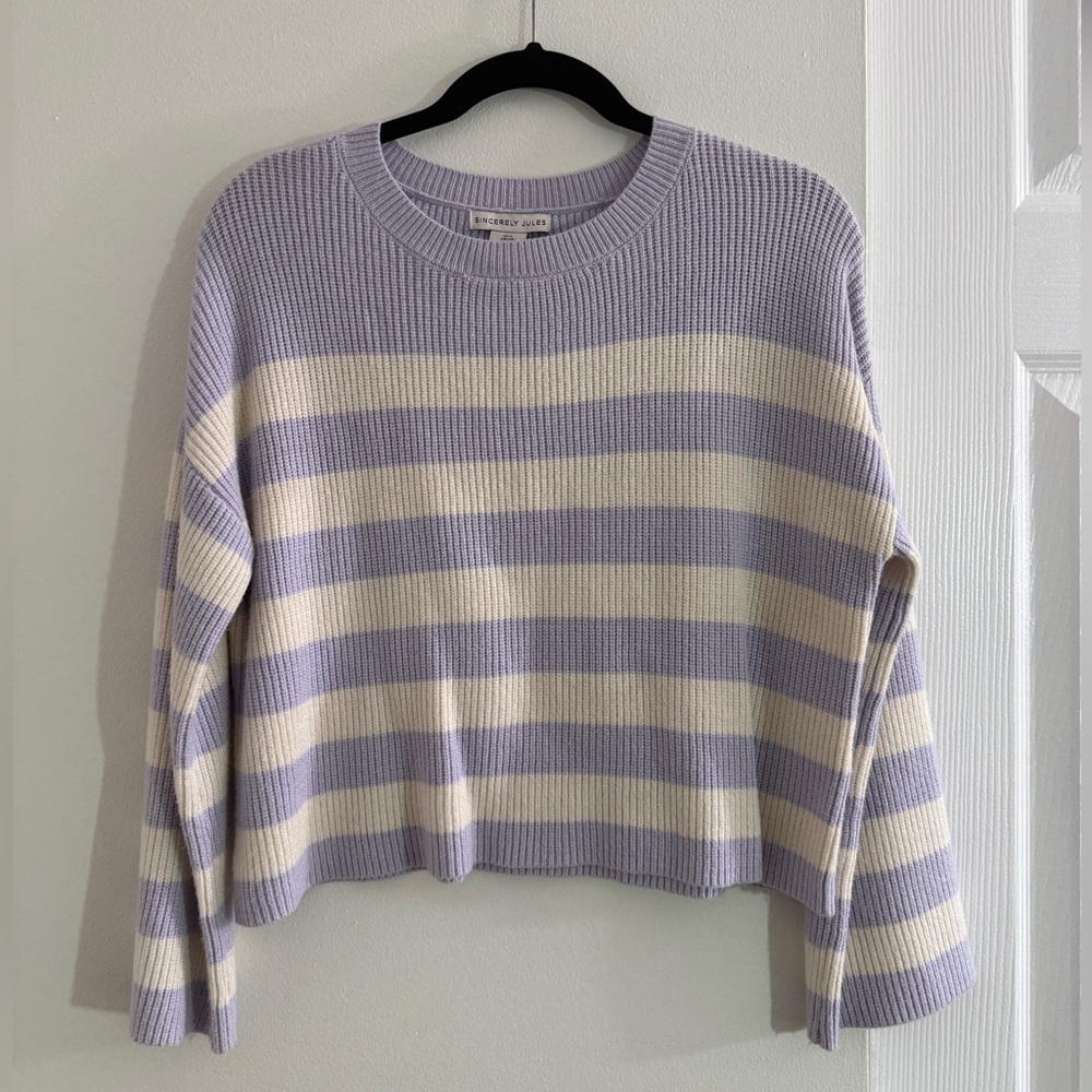 Sincerely Jules Purple and White Sweater